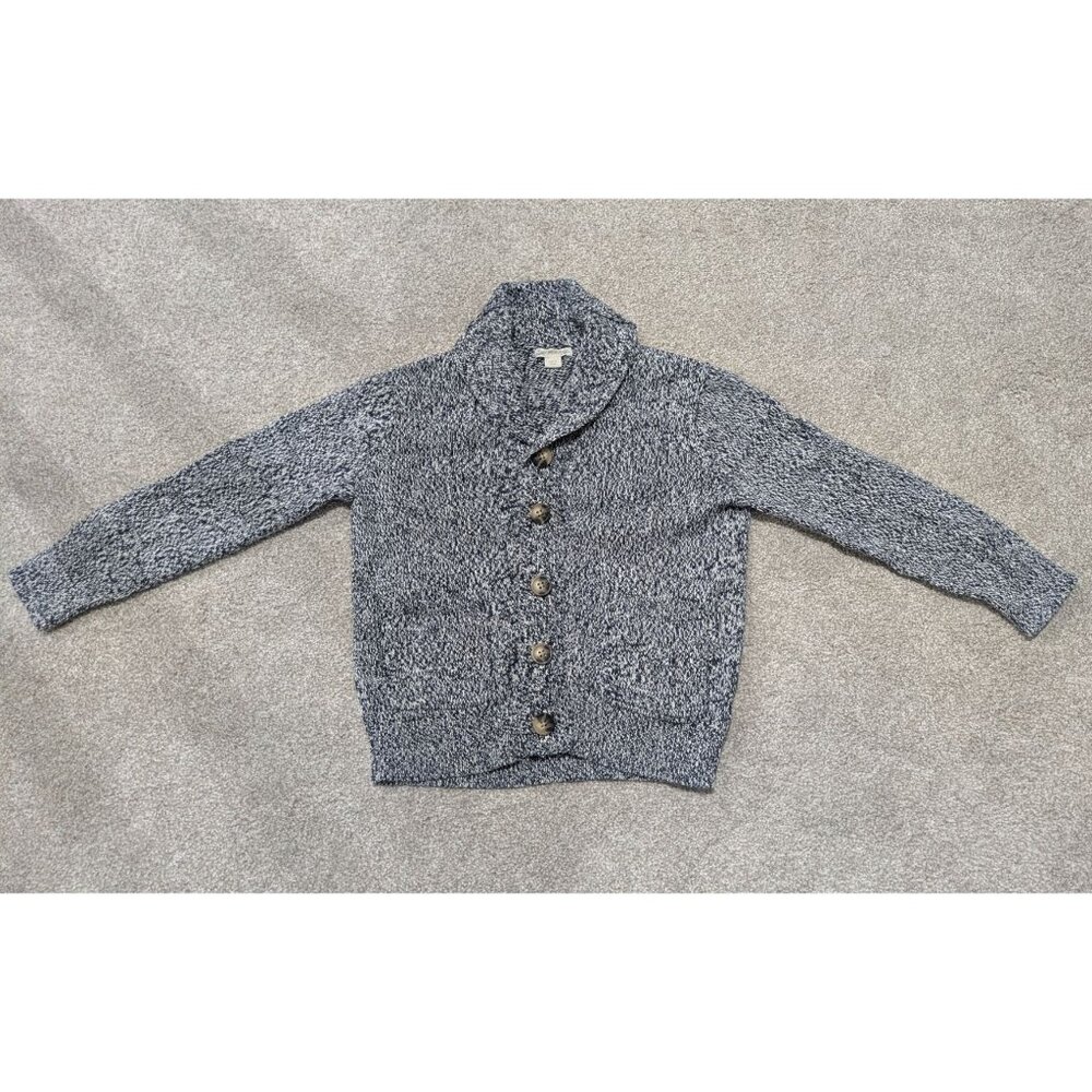JCrew Crewcuts Boys Shawl Collar Cardigan Small 6-7 Sweater Cotton Blue‎ White